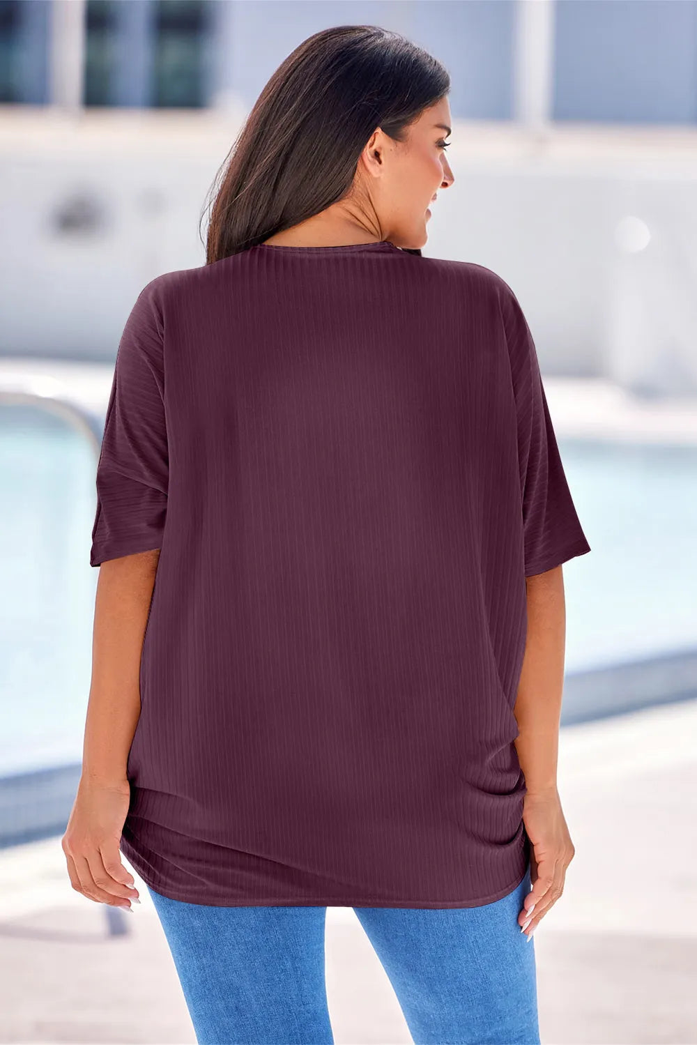 Plus Size Ribbed Cocoon Cover Up 