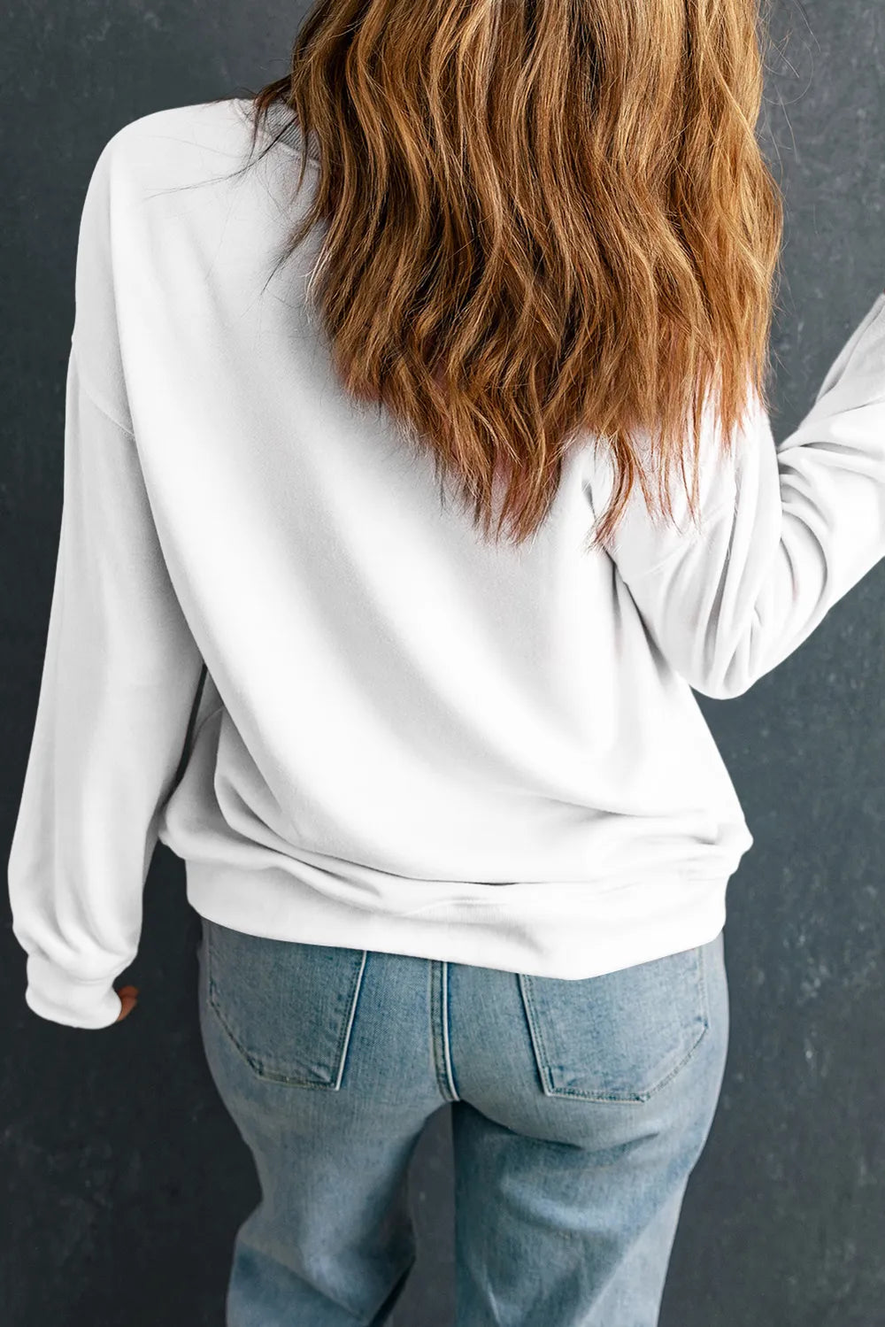 LUCKY Graphic Round Neck Long Sleeve Sweatshirt 