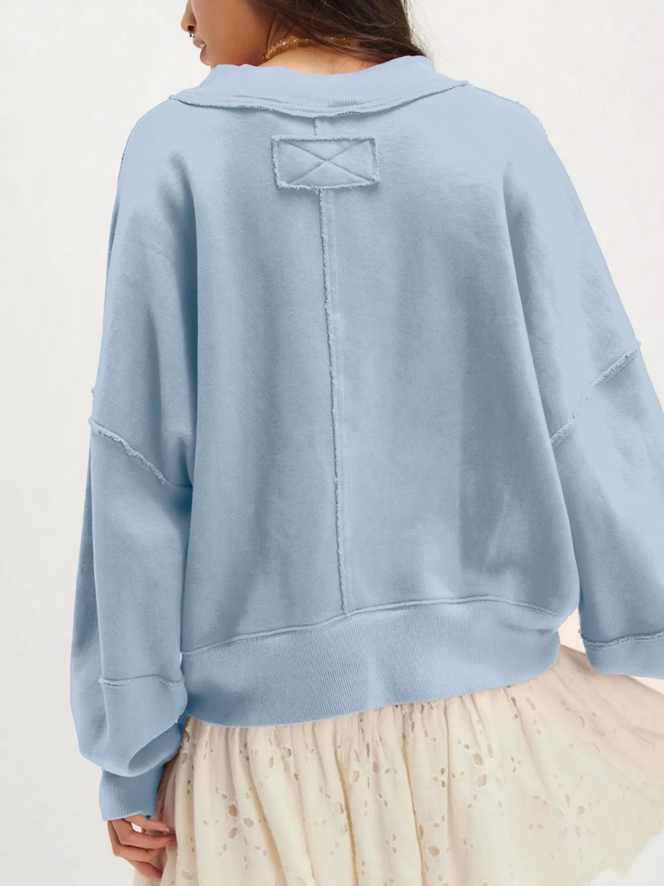Exposed Seam Dropped Shoulder Sweatshirt 