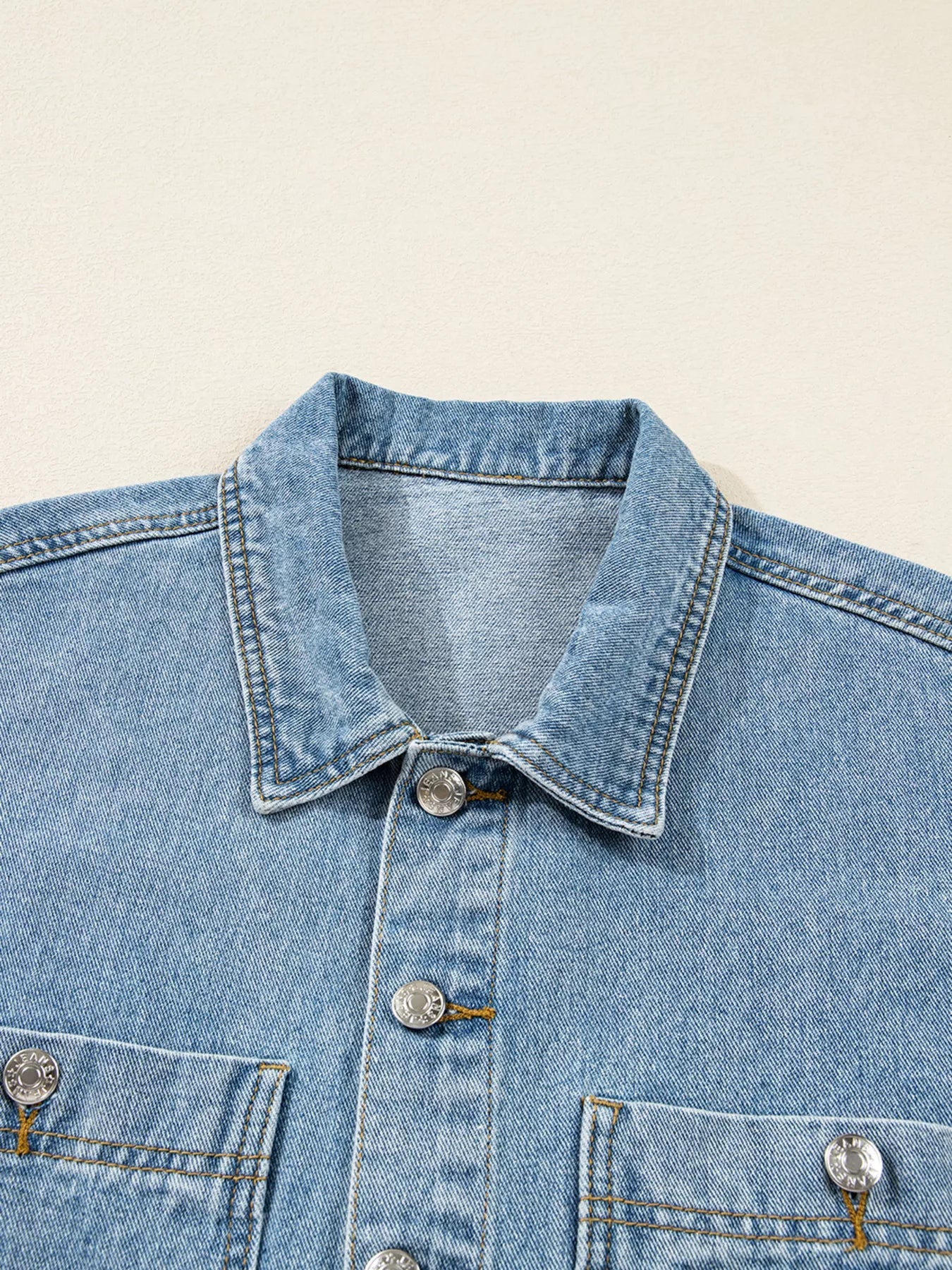 Patched Pockets Side Tie Denim Jacket 