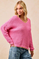 BiBi V-Neck Sweater with Colorful Trim 
