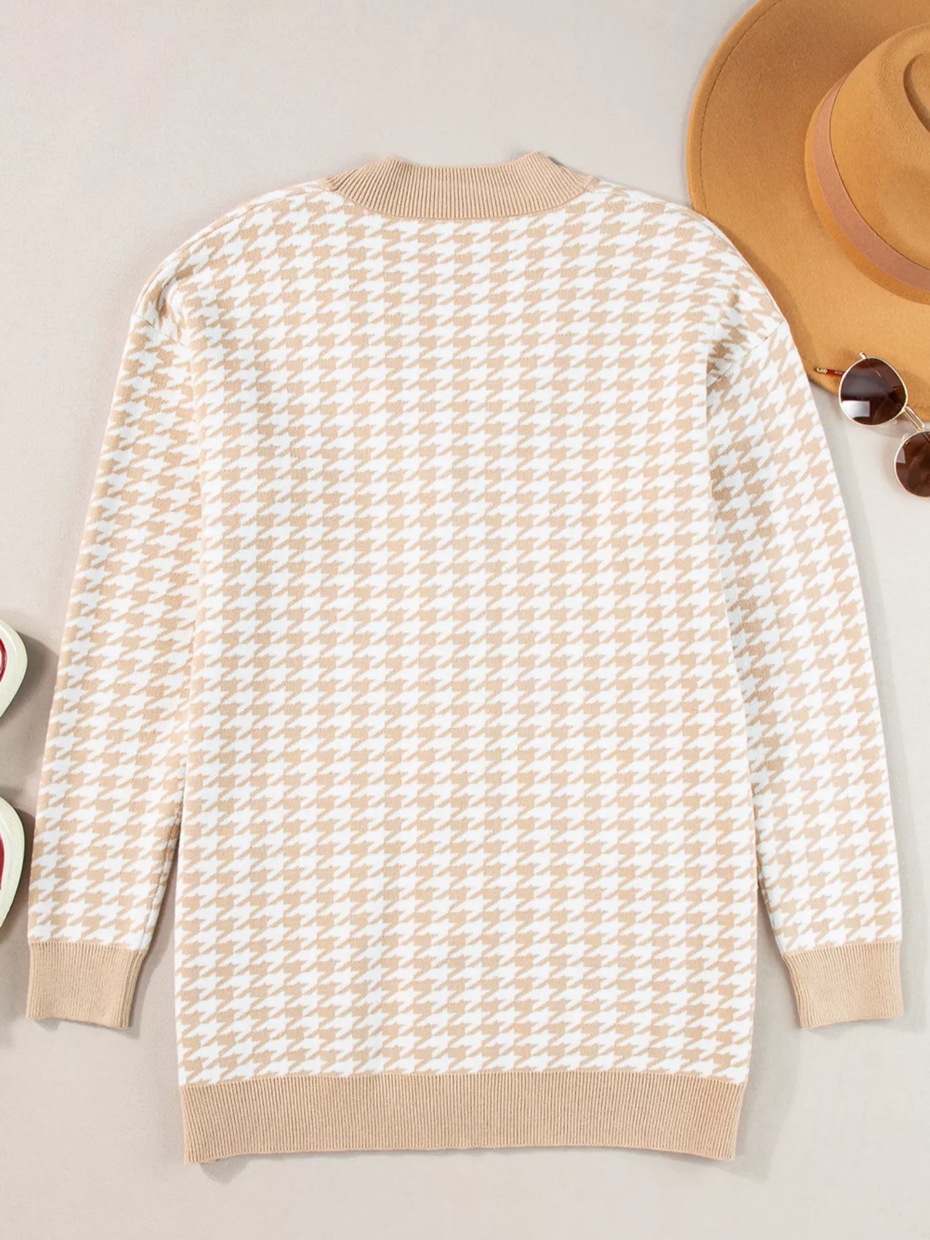 Contrast Edge Metal Button Slim Cardigan with Pockets 