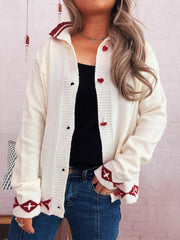 Heart Button Long Sleeve Cardigan 