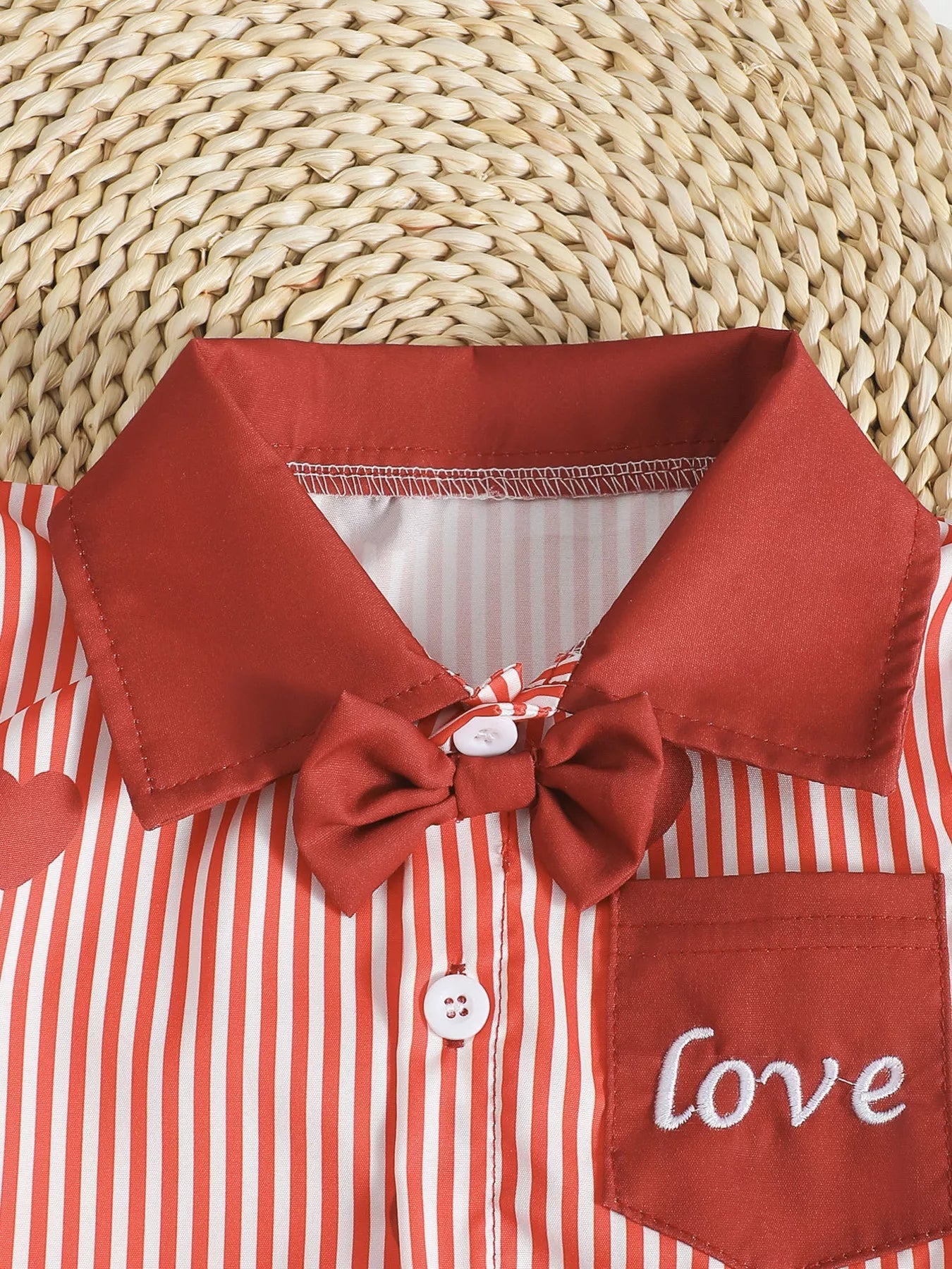 Children's Lucky Clover Print Striped Shirt & Shorts Set 