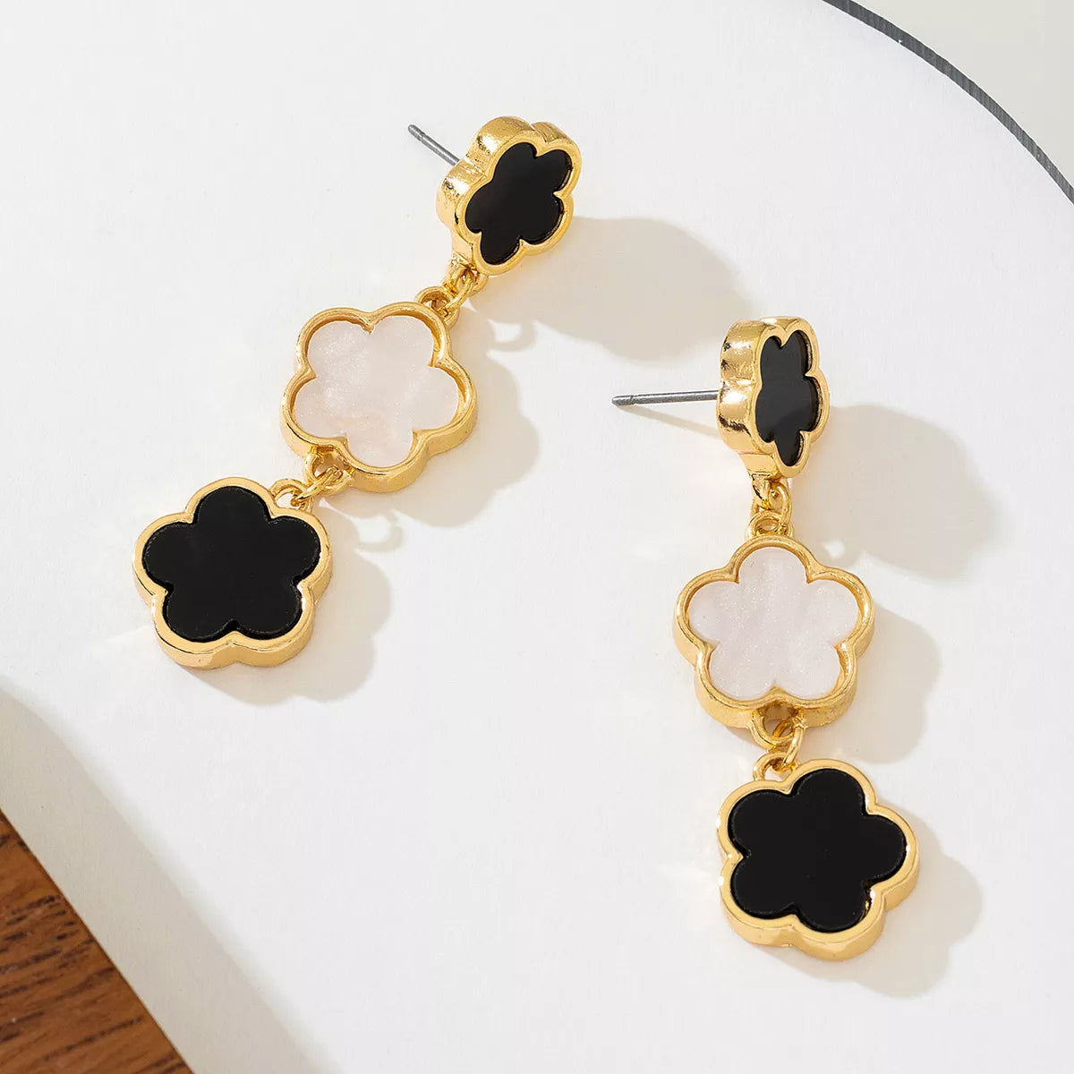 18K Gold-Plated Clover Drop Earrings 