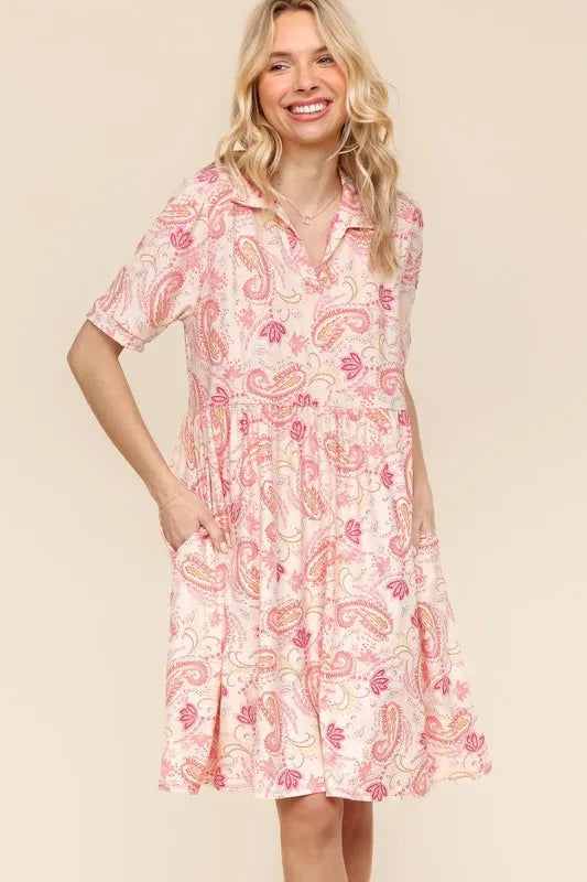 Haptics  Fit and Flare Paisley Print Knit Dress 