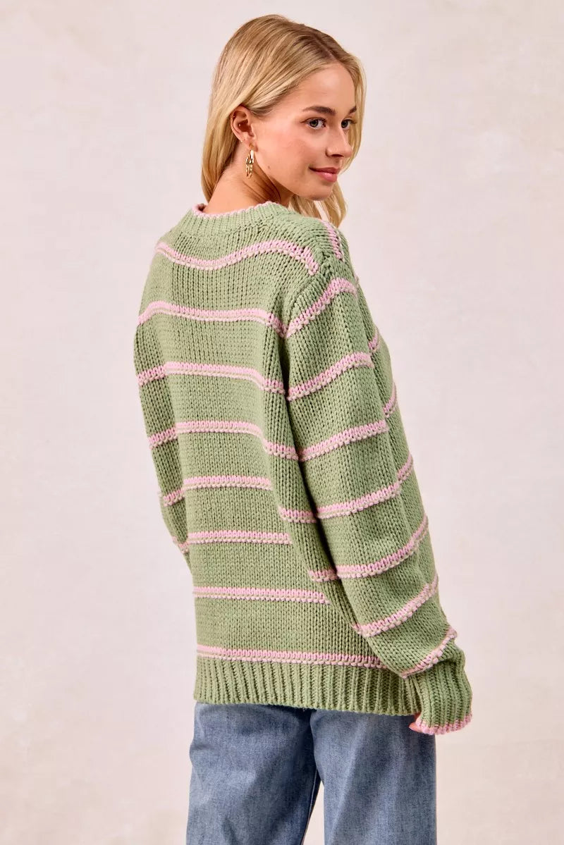 BiBi Striped Long Sleeve Sweater 