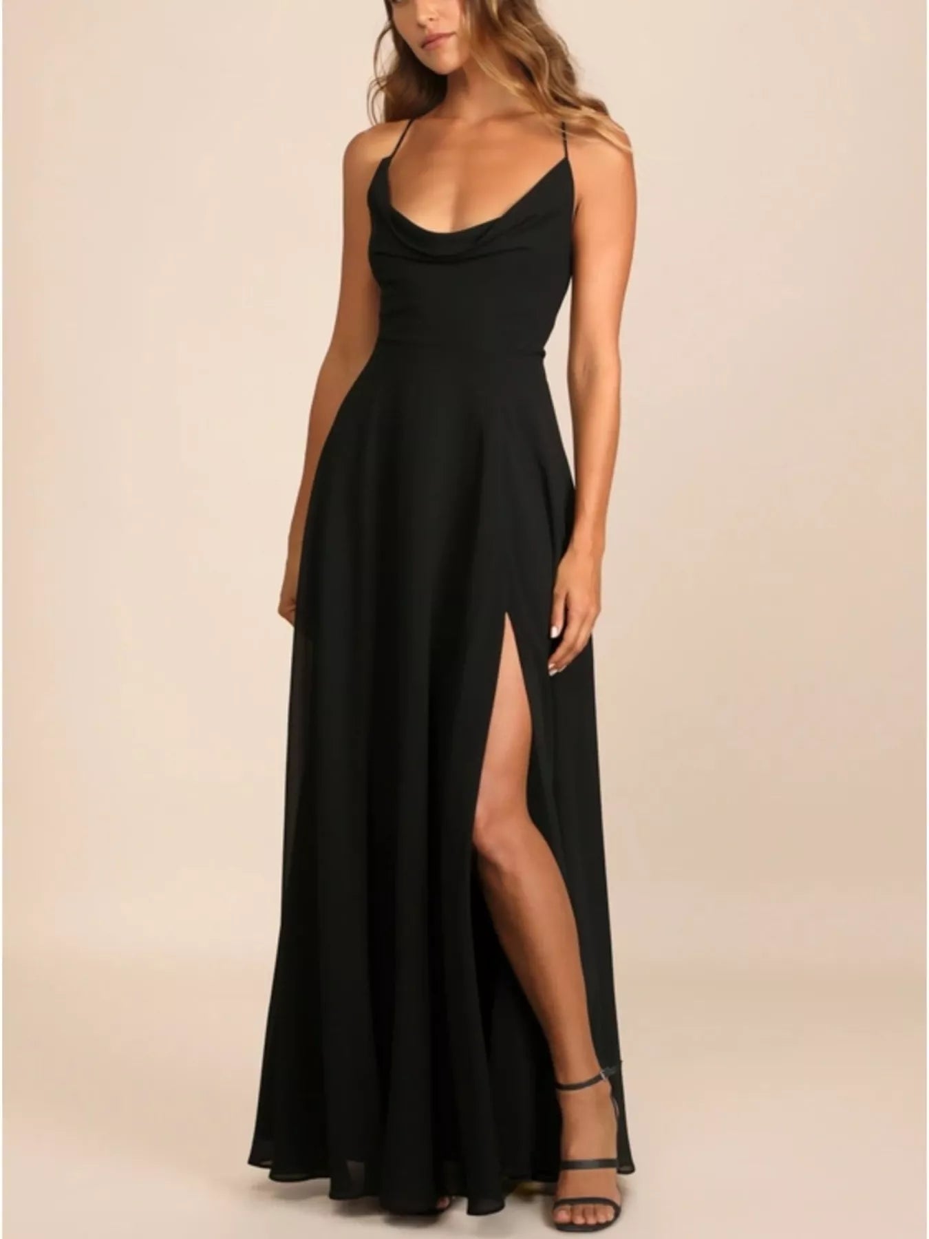 Slit Cowl Neck Maxi Dress 