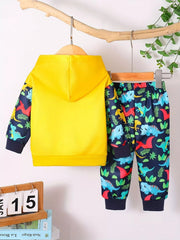 Children's Dinosaur Print Hoodie and Pants Set 