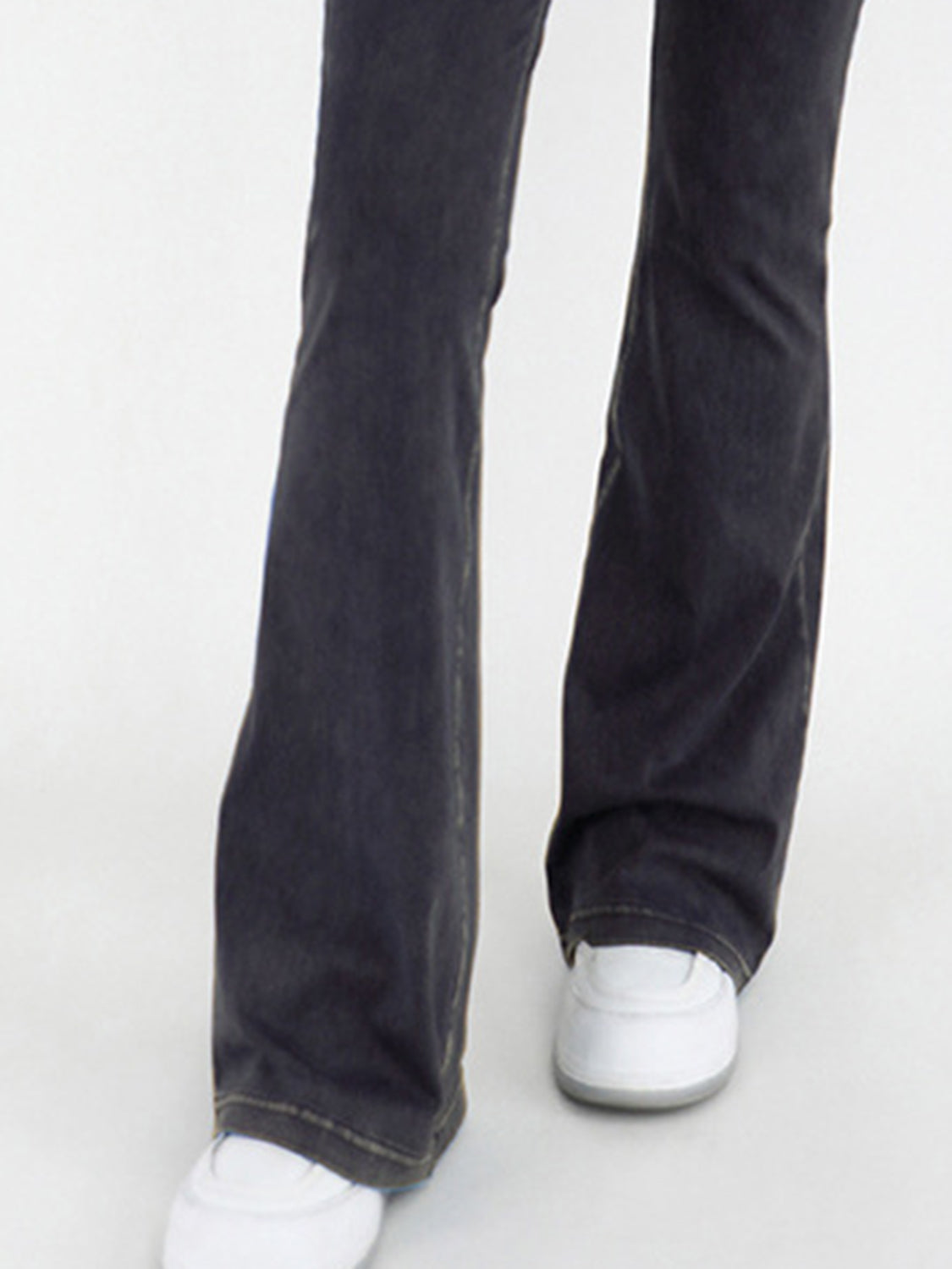 Wide Waistband Bootcut Jeans with Pockets 