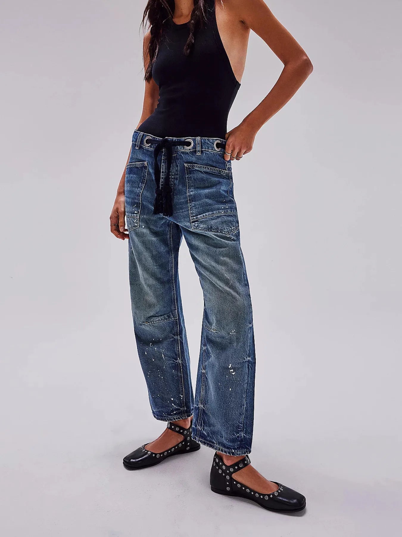 Washed Wide Leg Jeans 