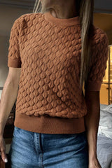 Textured Knit Short Sleeve Pullover 