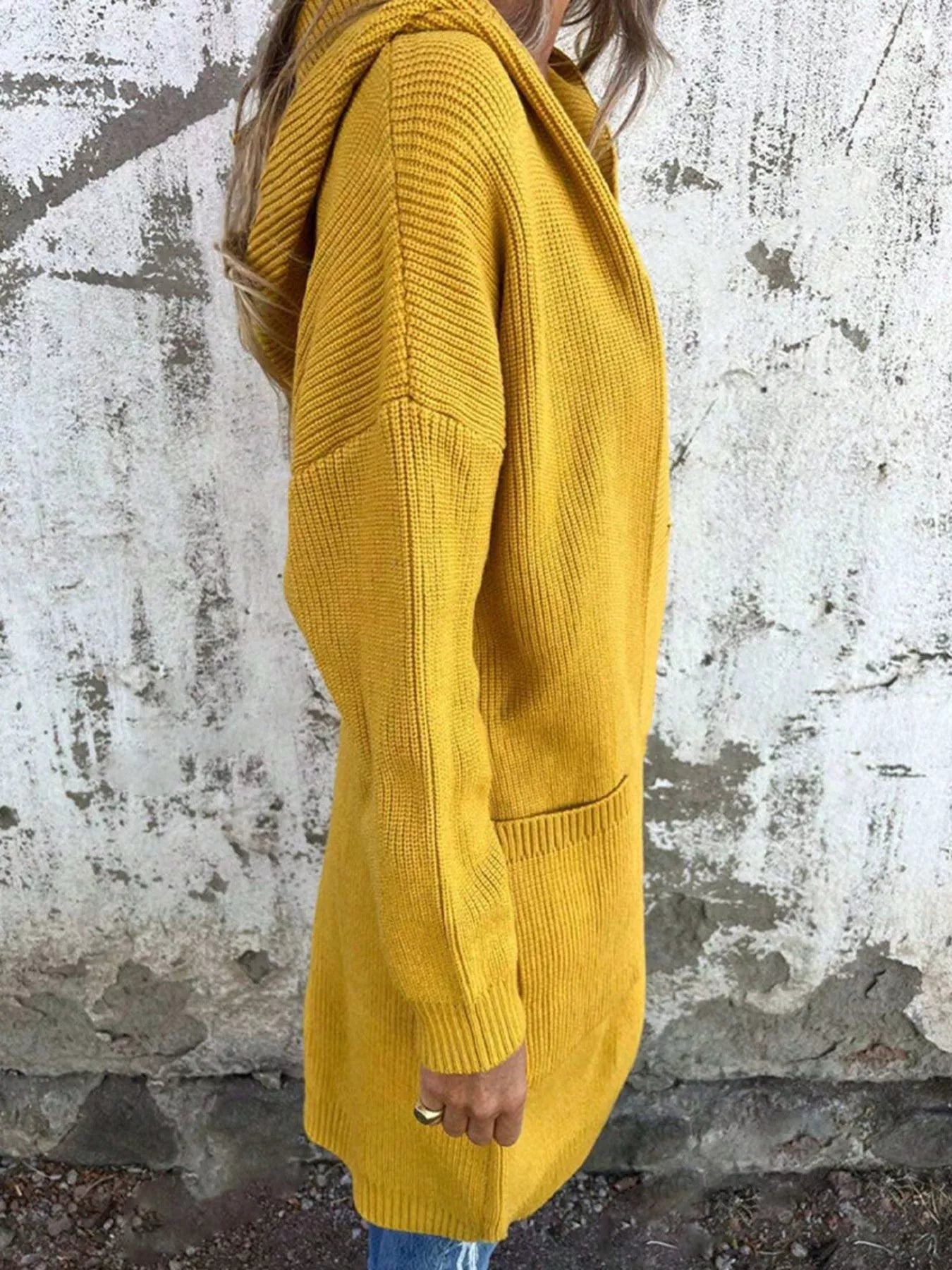 Full Size Button-Down Hooded Cardigan Plus Size 