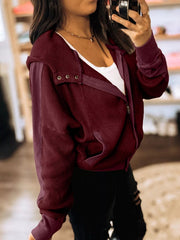 Waffle Zip Up Hooded Jacket with Pockets 