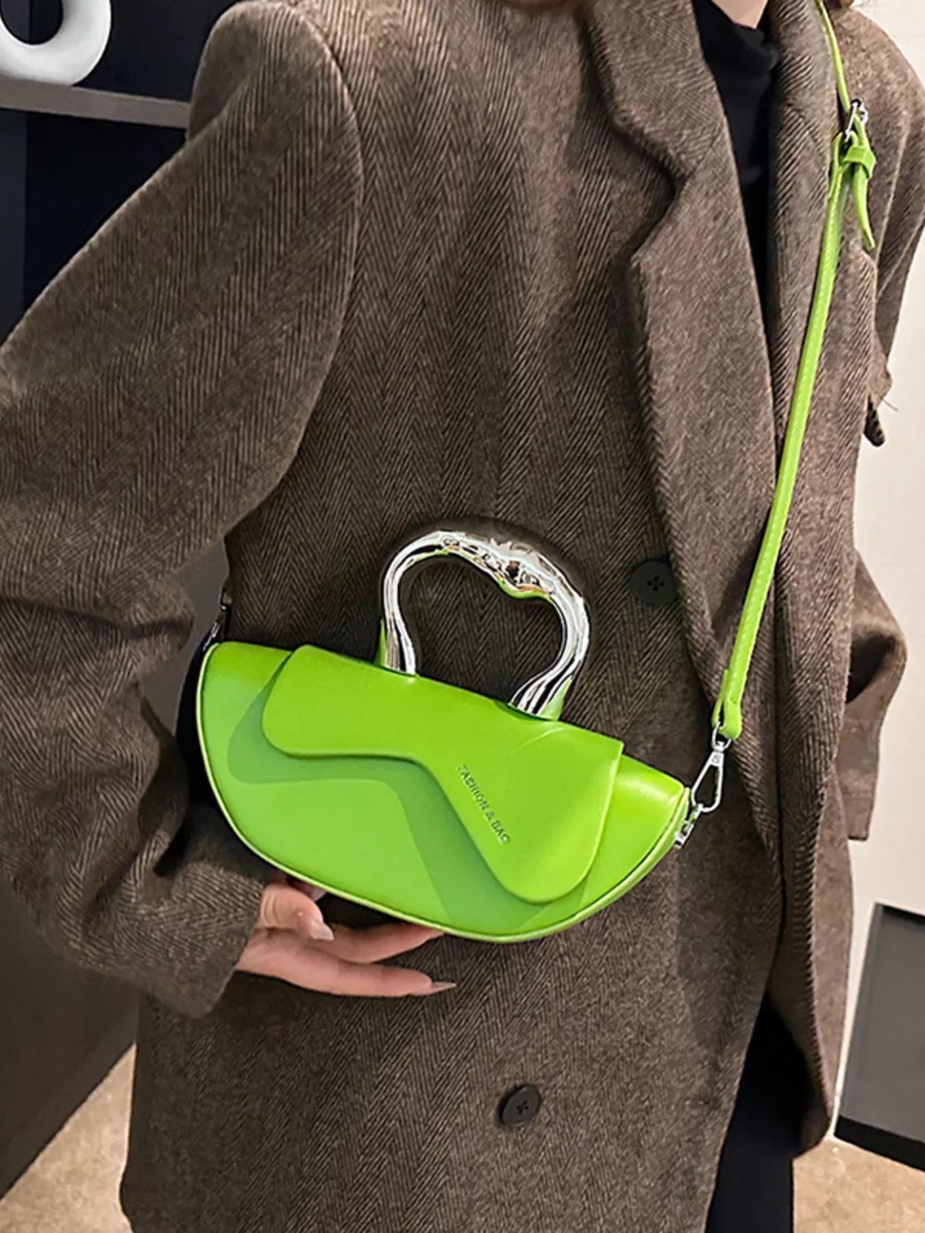 Half-Moon Crossbody Bag with Handle 