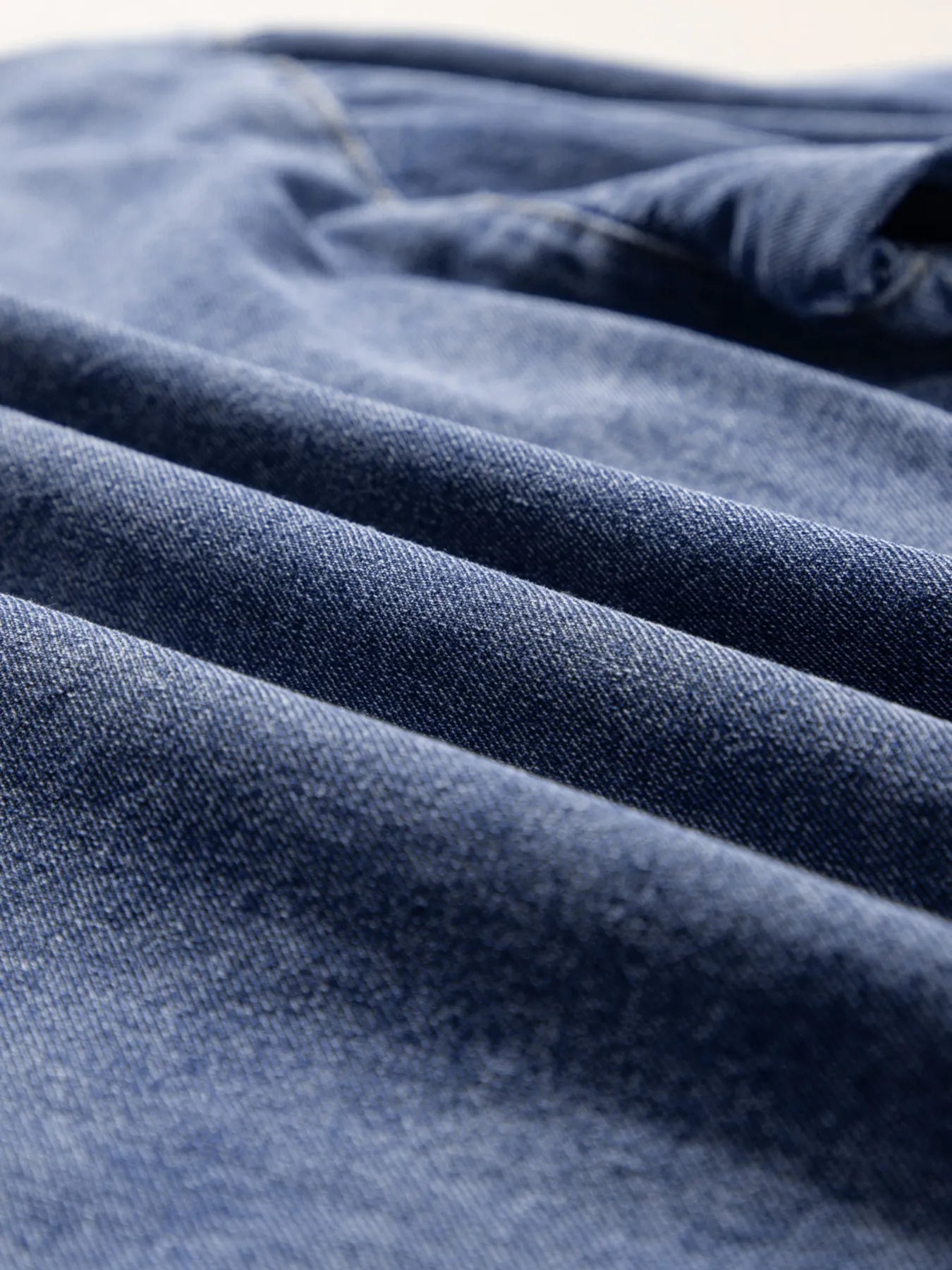 3/4 Sleeve Ruffled Patched Pocket Denim Blouse 