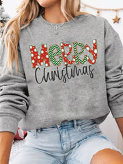 Merry Christmas Festive Letter Print Drop Shoulder Sweatshirt 
