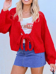 Tied Drop Shoulder Cardigan 