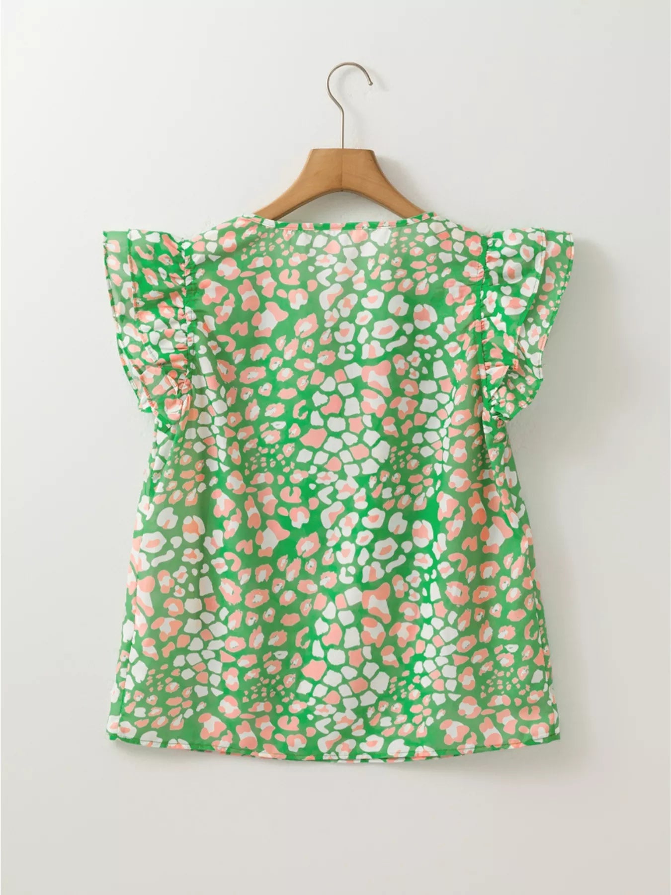 Printed Ruffled Cap Sleeve Blouse 