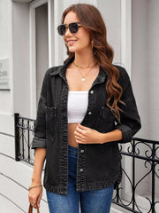 Vintage Wash Button-Down Denim Jacket 