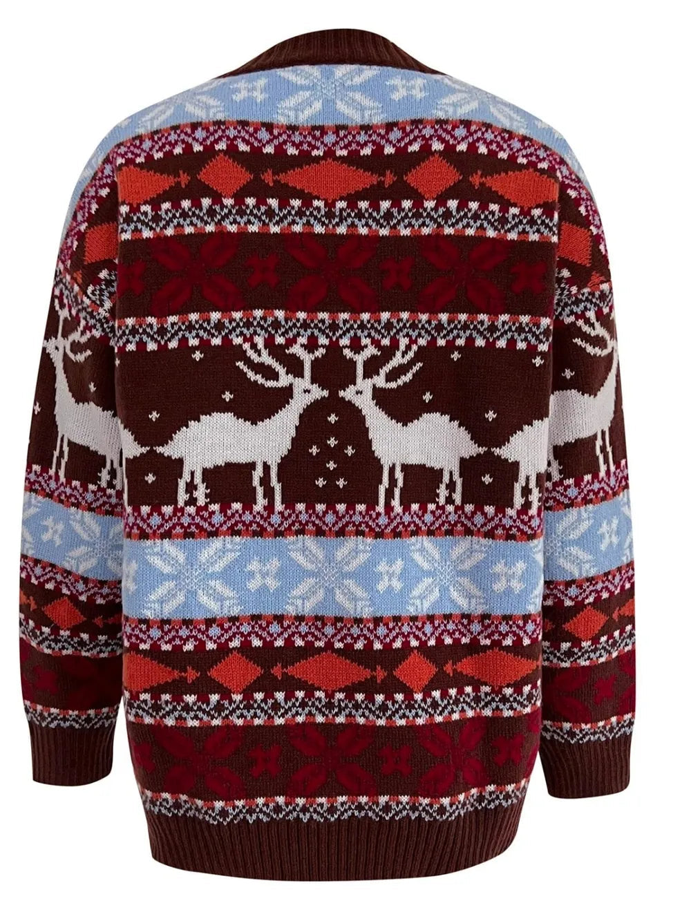 Geometric Round Neck Dropped Shoulder Sweater 