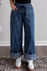 Striped Wide-Leg Jeans 