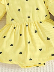 Children's Heart Print Dress & Headband Set 