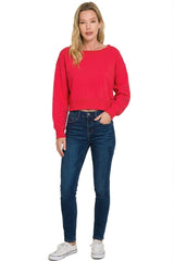 Zenana Fleece Boat-neck Sweatshirt 