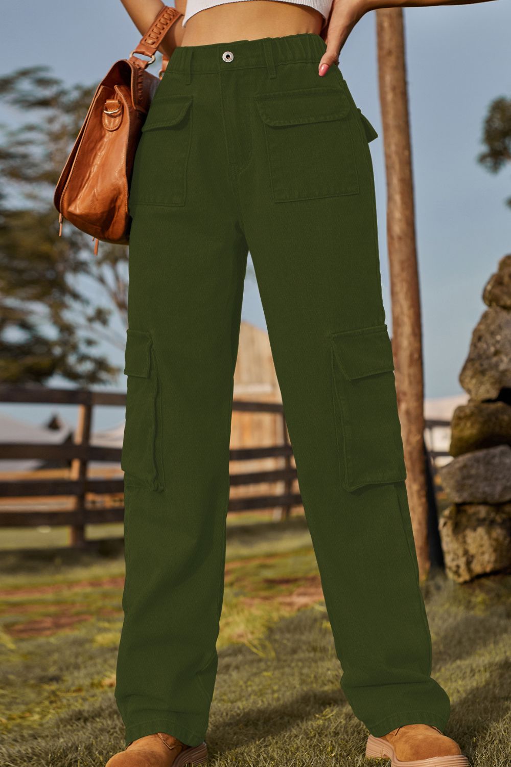 Loose Fit Long Jeans with Pockets 