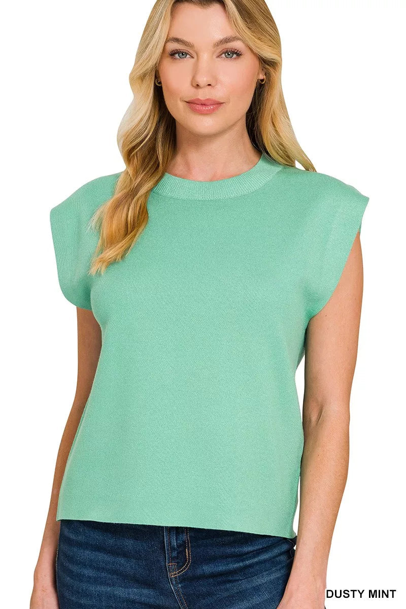 Zenana Round Neck Viscose Sweater Vest 