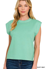 Zenana Round Neck Viscose Sweater Vest 