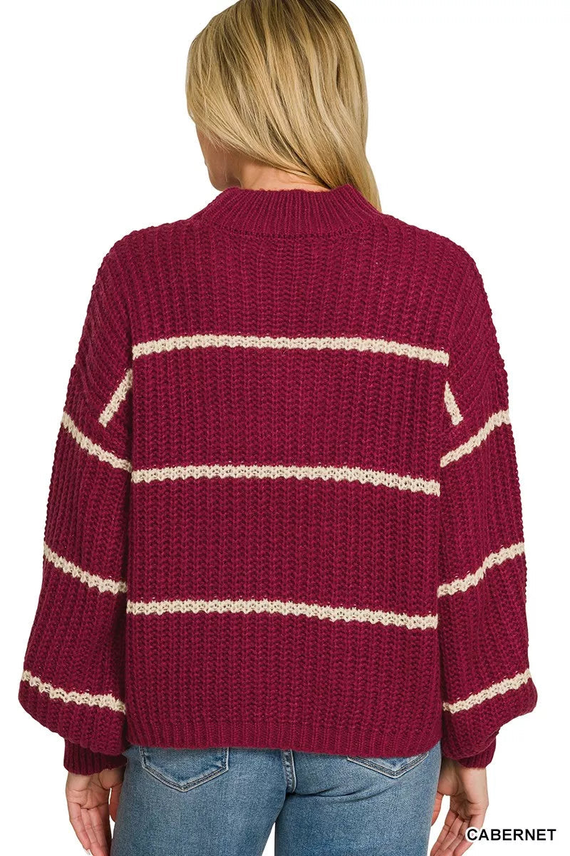 Zenana Oversize Striped Sweater 