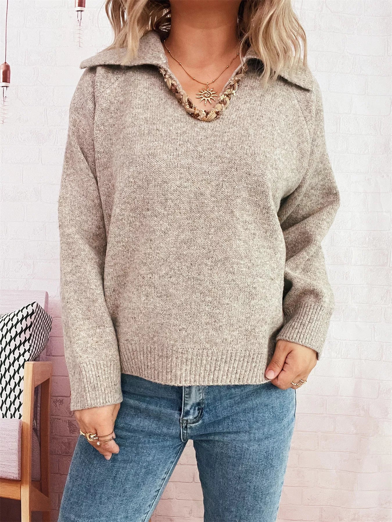 Ribbed Hem Raglan Sleeve Sweater 