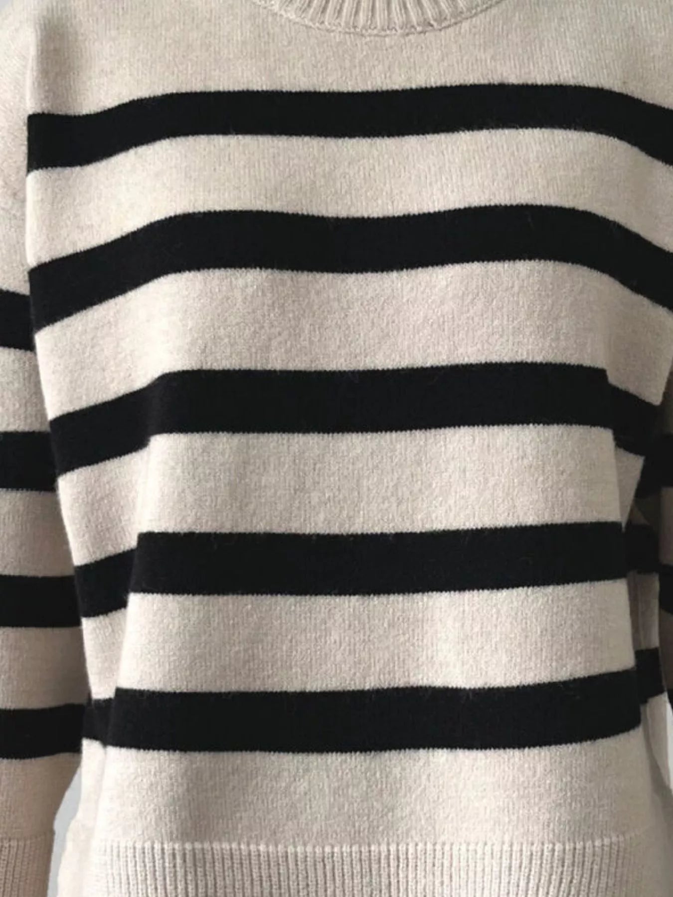 Side Slit Striped Oversized Knit Sweater 