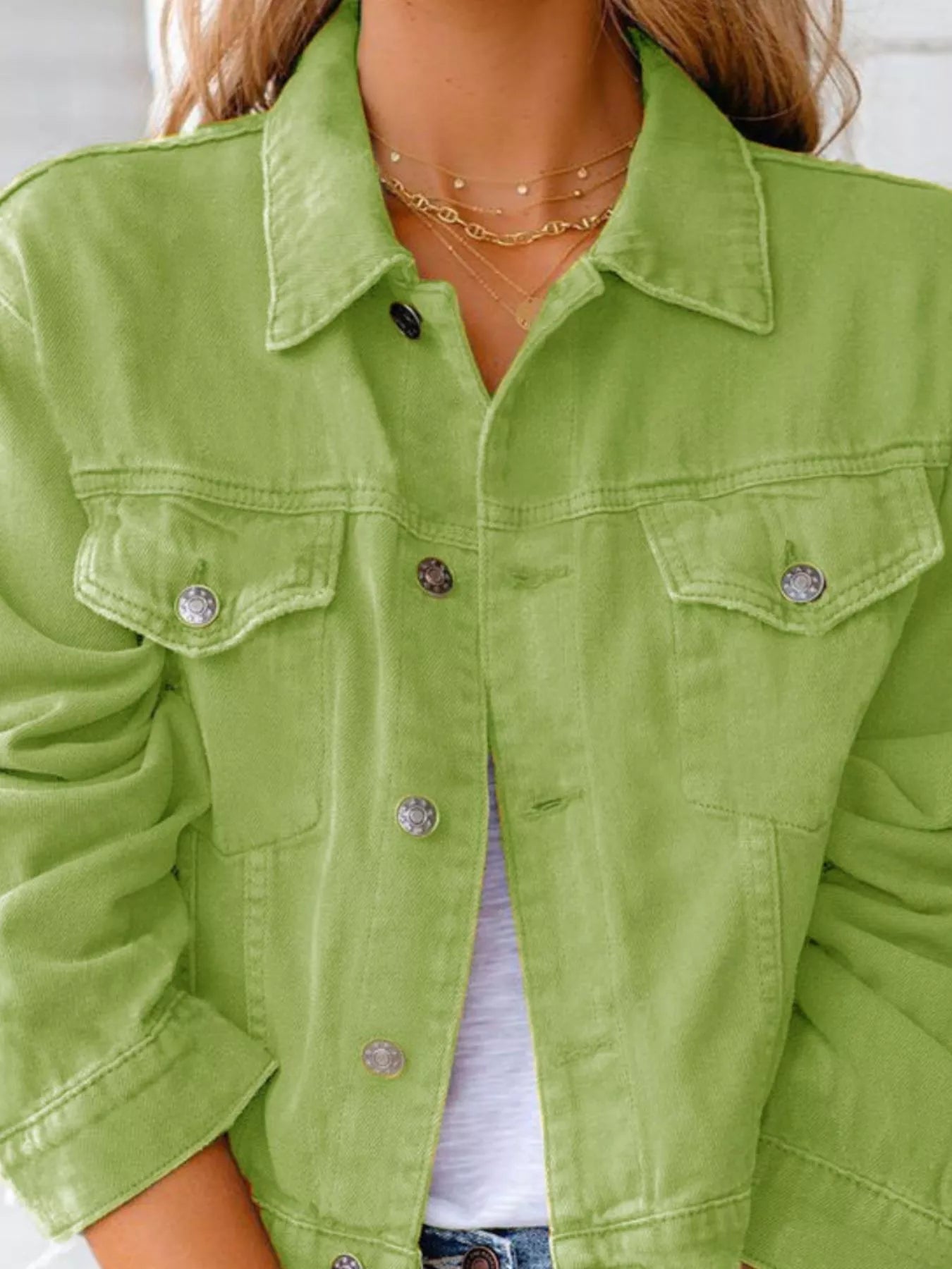 Button Up Long Sleeve Denim Jacket 