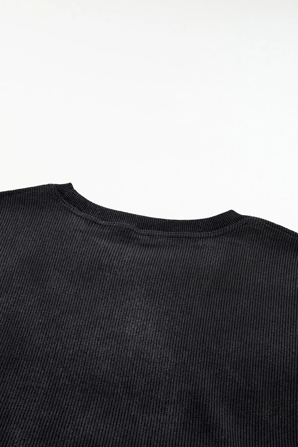 Plus Size Heart Ribbed Round Neck Sweatshirt 