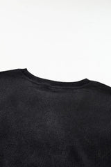 Plus Size Heart Ribbed Round Neck Sweatshirt 