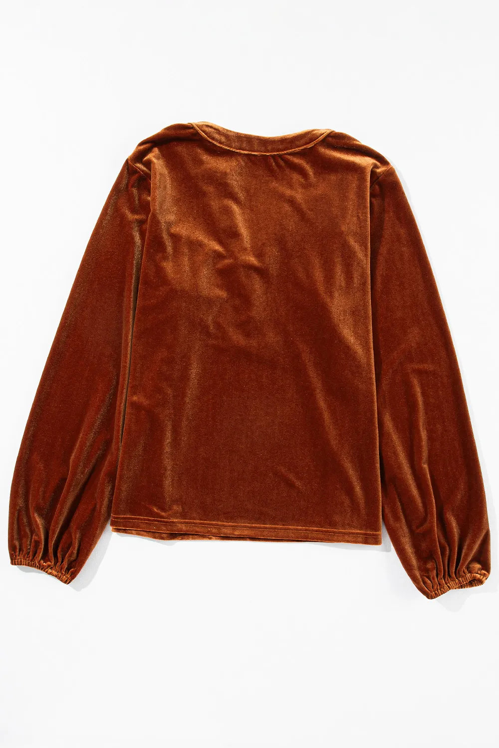 Notched Long Sleeve Velvet Top 