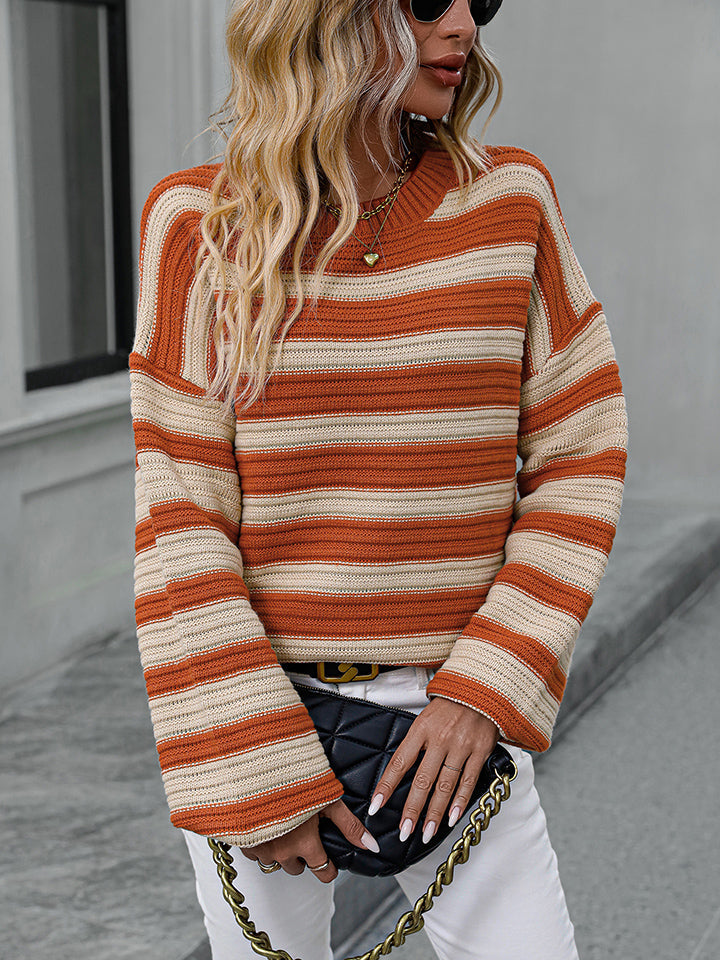 Striped Dropped Shoulder Sweater 