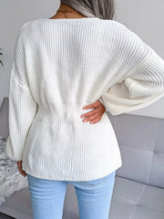 V-Neck Dropped Shoulder Sweater 