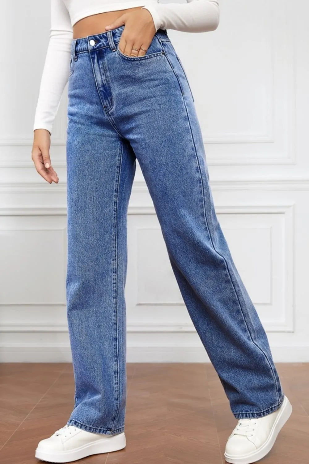 High Waist Straight Jeans 