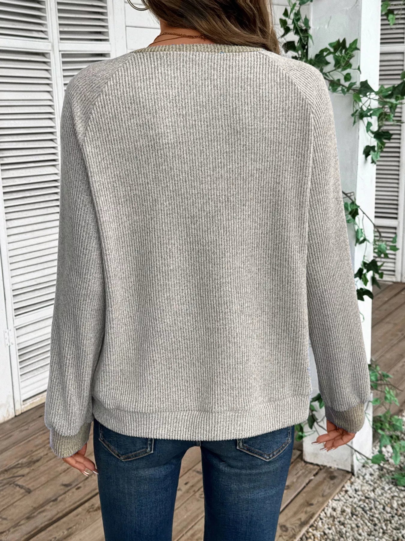 Ribbed Knit Two-Tone Top 