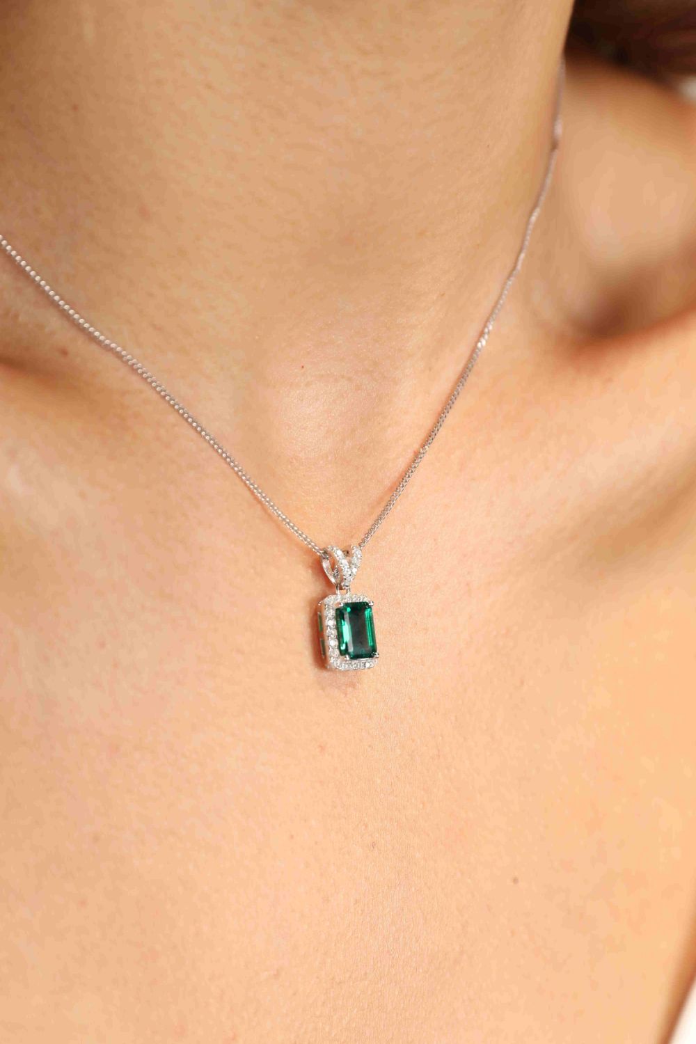 Adored 1.25 Carat Lab-Grown Emerald Pendant Necklace 