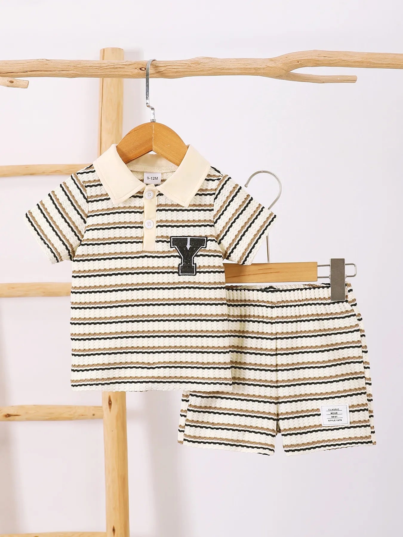 Children's Striped Short Sleeve Polo and Pants Set 