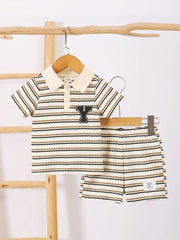 Children's Striped Short Sleeve Polo and Pants Set 