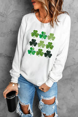 Lucky Clover Round Neck Dropped Shoulder Sweatshirt 