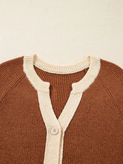 Contrast Knit V Neckline Cardigan 