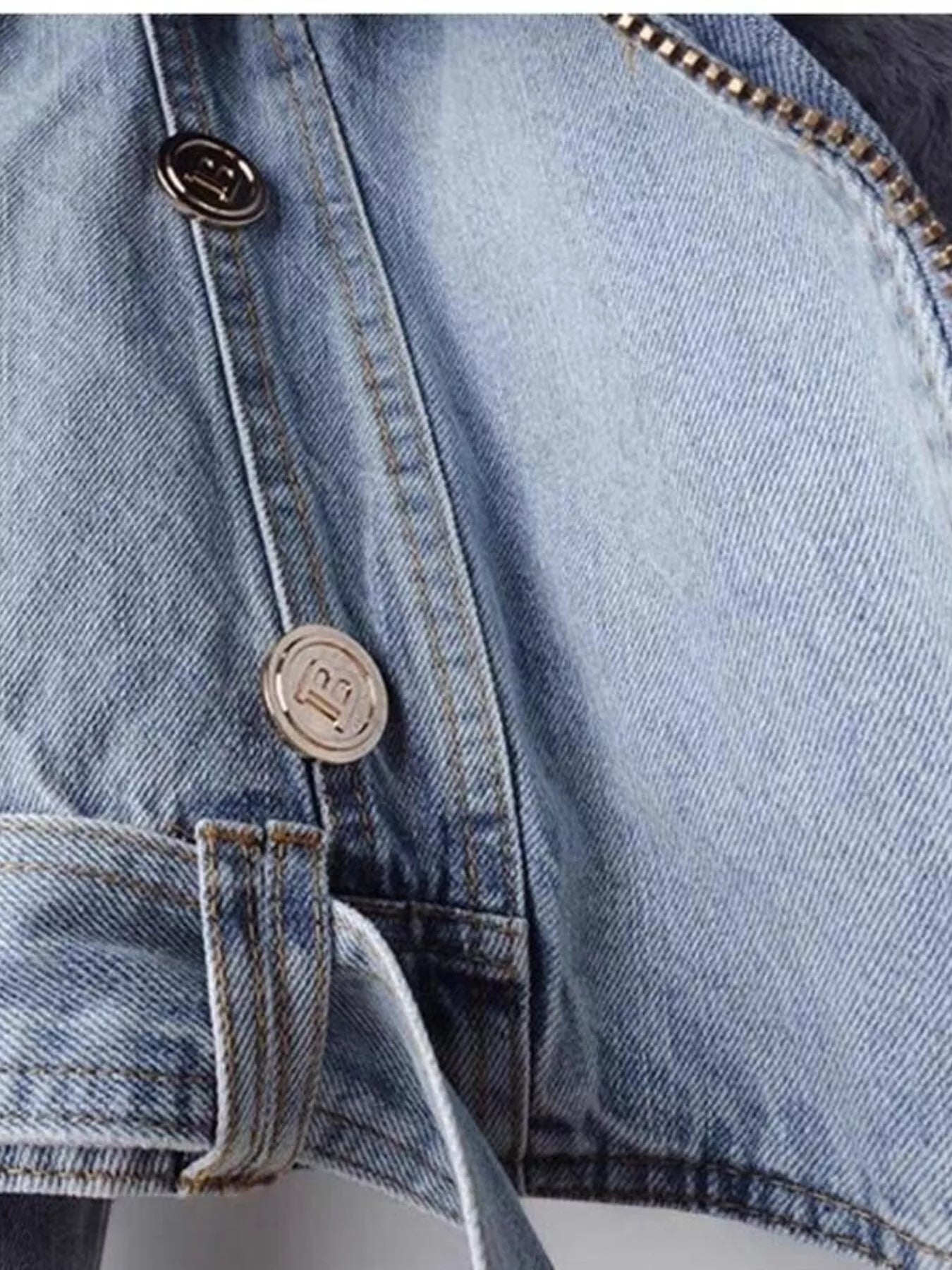 Full Size Faux Fur Collar Denim Jacket Plus Size 