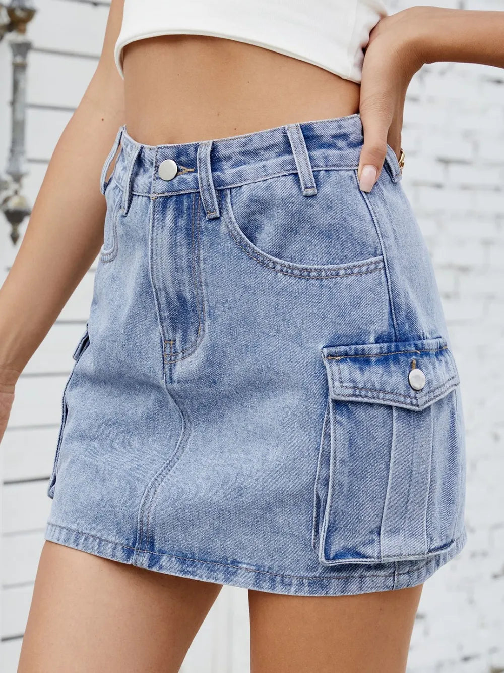 Cargo Denim Skirt 