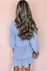 V-Neck Tiered Ruffled Hem Mini Dress 